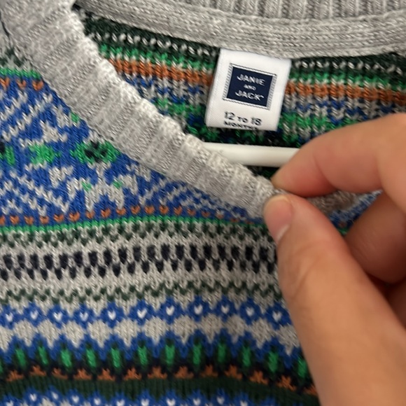 Janie and Jack Boy Fair Isle Crew Sweater. 12-18mo - Picture 3 of 4